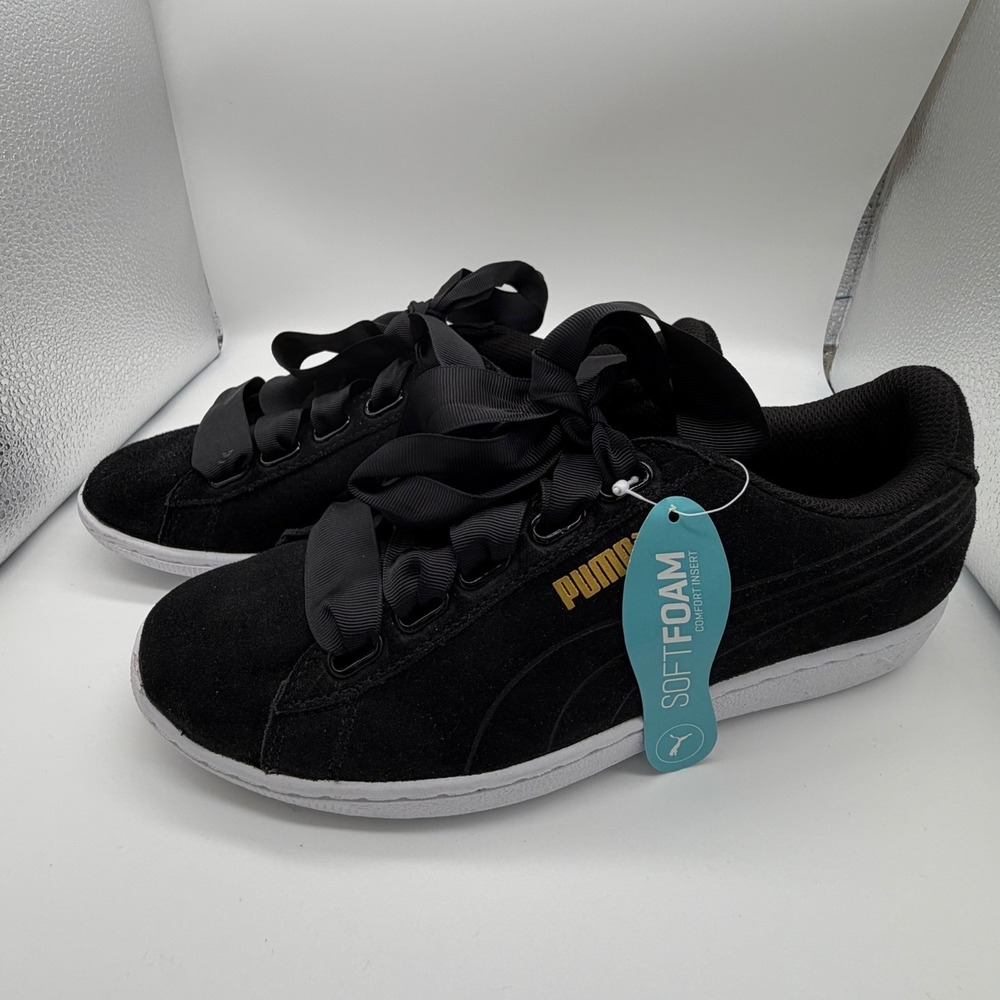 Puma Vikky Ribbon Women's 8.5 Black Solid Regular Fit Modern Elegant Coquette - Picture 12 of 15